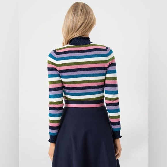 REVIEW Pippi Stripe Metallic Rainbow Knit Sweater Jumper - Picture 3 of 14